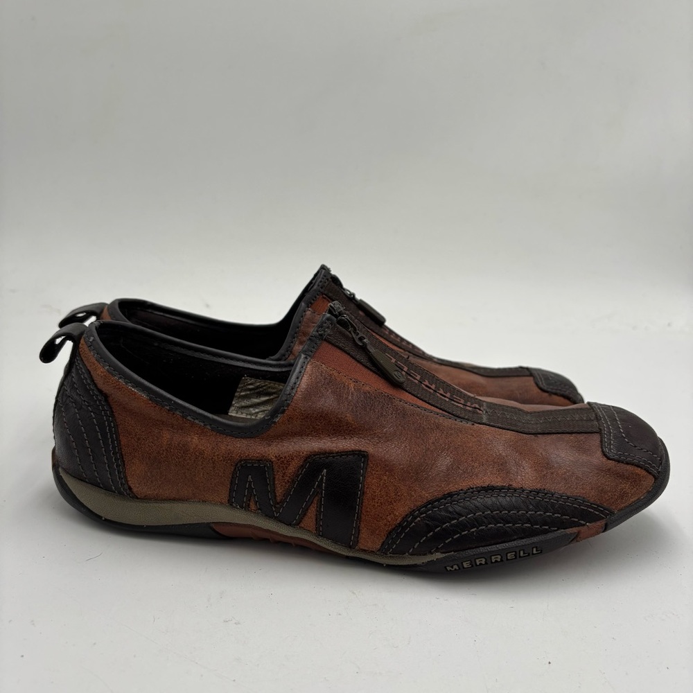 Merrell Women’s 11 Brown Leather Casual Barrado Saddle Zip Shoes